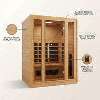3 - Person FAR Infrared Sauna in Hemlock — Feature Infographic
