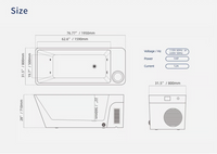 Orivon Frost Cold Plunge Tub, White Acrylic Finish, 37°–108°F Precision Control  Diagrams
