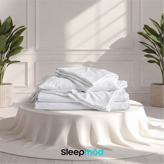 sleepmōd® by Ecobrands Cooling Eucalyptus Tencel Sheet Set, 400TC, Vegan, Hypoallergenic, Temperature-Regulating