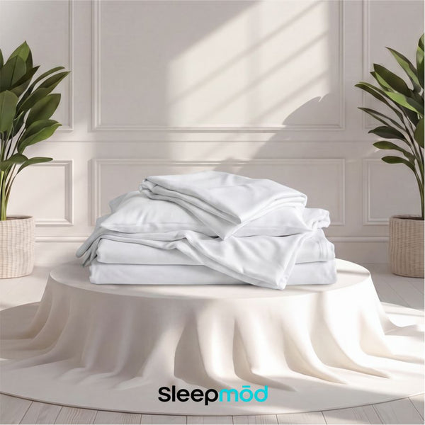 sleepmōd® by Ecobrands Cooling Eucalyptus Tencel Sheet Set, 400TC, Vegan, Hypoallergenic, Temperature-Regulating