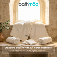 bathmōd® by Ecobrands Luxury Organic Bath Towel Set, 6-Piece, 700 GSM GOTS-Certified Turkish Cotton