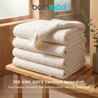bathmōd® by Ecobrands Luxury Organic Bath Towels, 4-Pack, 700 GSM GOTS-Certified Turkish Cotton