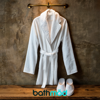 bathmōd® by Ecobrands Luxury Organic Bathrobe and Slipper Set, 700 GSM GOTS-Certified Turkish Cotton