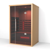 Lumin Two Luxury Far Infrared Sauna, 2 Person, Premium Canadian Hemlock, Plug & Play 110V/120V, front right view