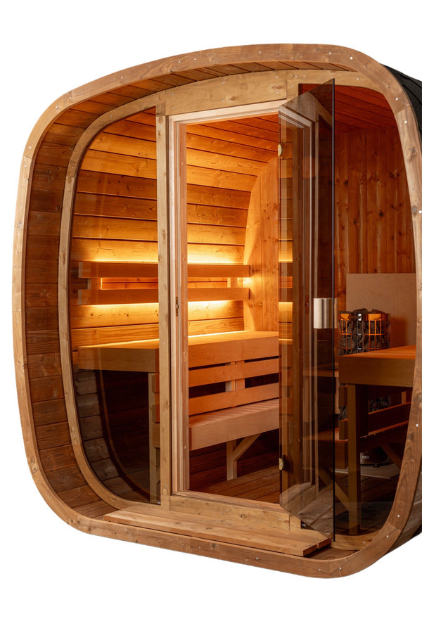 Orivon Auris Two Luxury Outdoor Cedar Sauna, 3-4 person, with Optional 9KW Electric Heater