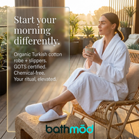bathmōd® by Ecobrands Luxury Organic Bathrobe and Slipper Set, 700 GSM GOTS-Certified Turkish Cotton