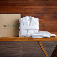 bathmōd® by Ecobrands Luxury Organic Bathrobe and Slipper Set, 700 GSM GOTS-Certified Turkish Cotton