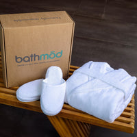 bathmōd® by Ecobrands Luxury Organic Bathrobe and Slipper Set, 700 GSM GOTS-Certified Turkish Cotton