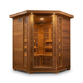 4-Person Cedar Corner Infrared Sauna with 10 Carbon Heaters