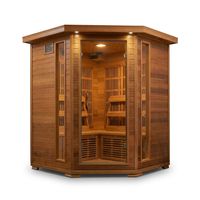 4-Person Cedar Corner Infrared Sauna with 10 Carbon Heaters — Studio Shot