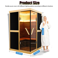 Thermora Helix 2-Person V-Shape FAR Infrared Sauna with Double Glass Doors and Adjustable Footrest