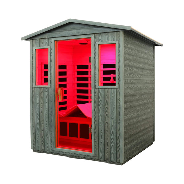 Thermora Nivea 3-Person Full Spectrum Low EMF FAR Infrared Sauna in Food-Grade Carbonized Composite with Chromotherapy and Bluetooth