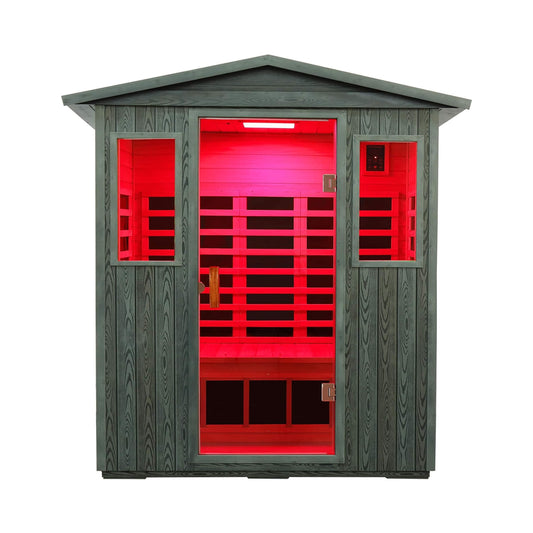 Thermora Nivea 3-Person Full Spectrum Low EMF FAR Infrared Sauna in Food-Grade Carbonized Composite with Chromotherapy and Bluetooth