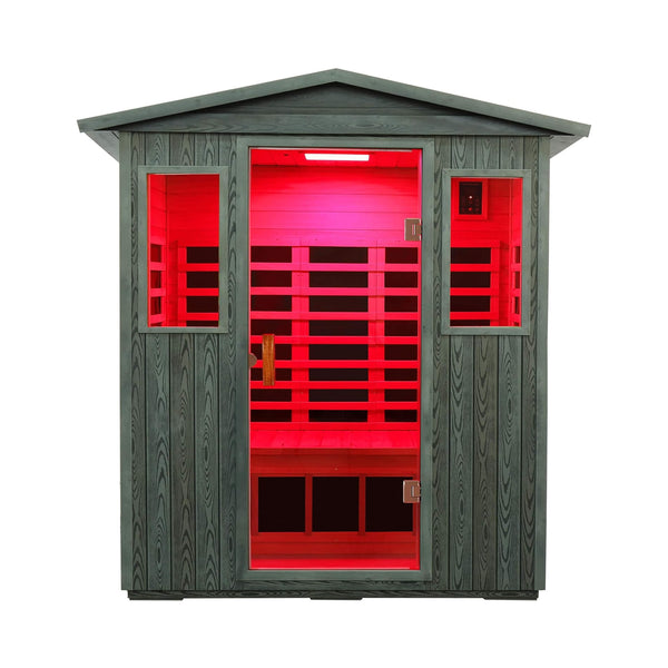 Thermora Nivea 3-Person Full Spectrum Low EMF FAR Infrared Sauna in Food-Grade Carbonized Composite with Chromotherapy and Bluetooth